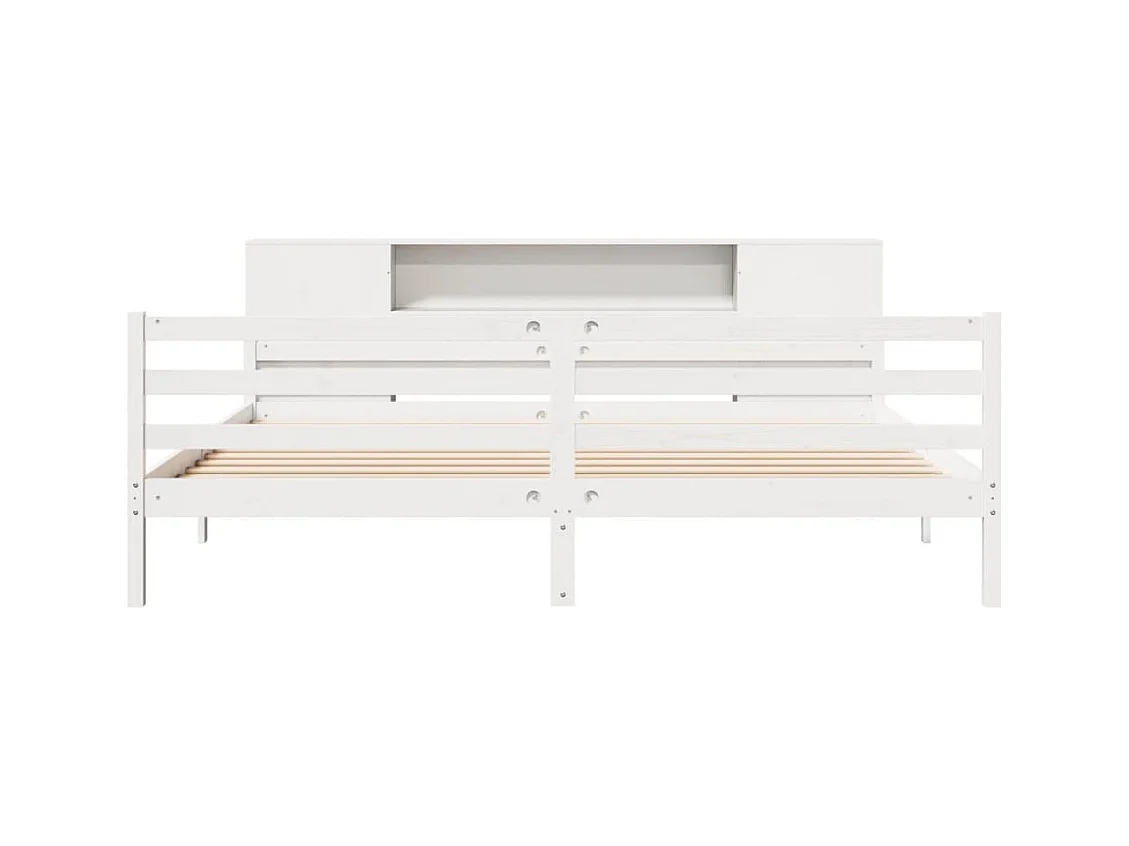 Cama librería blanca sin colchón 180x200 cm madera maciza de pino