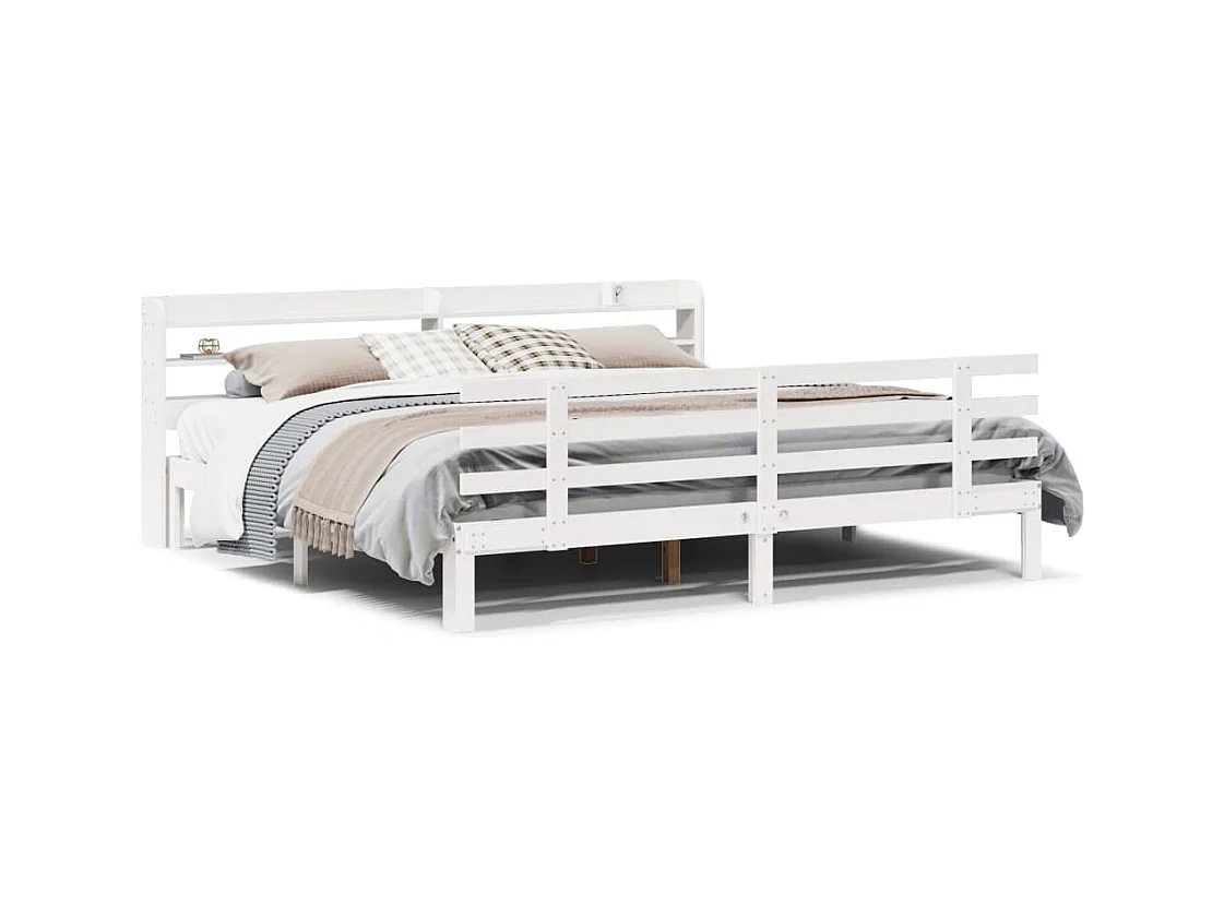 Bedframe met hoofdbord zonder matras wit 200x200 cm