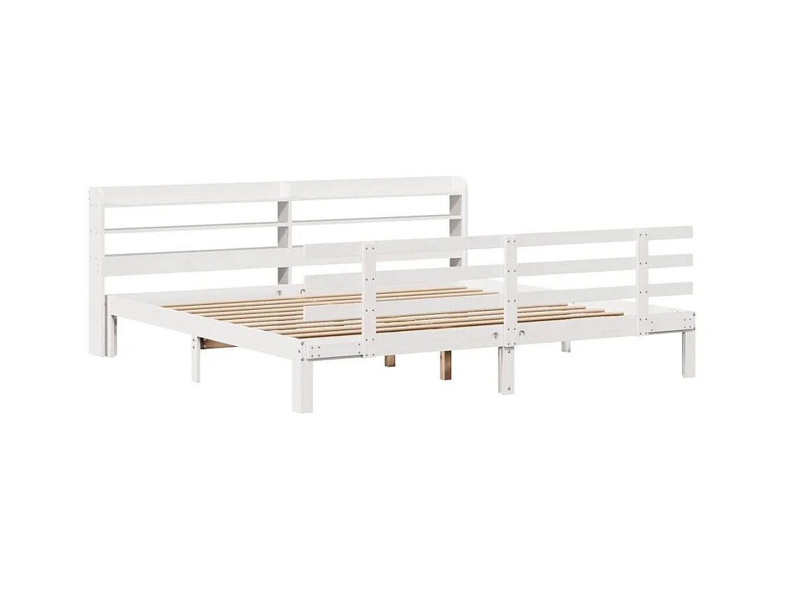 Bedframe met hoofdbord zonder matras wit 200x200 cm