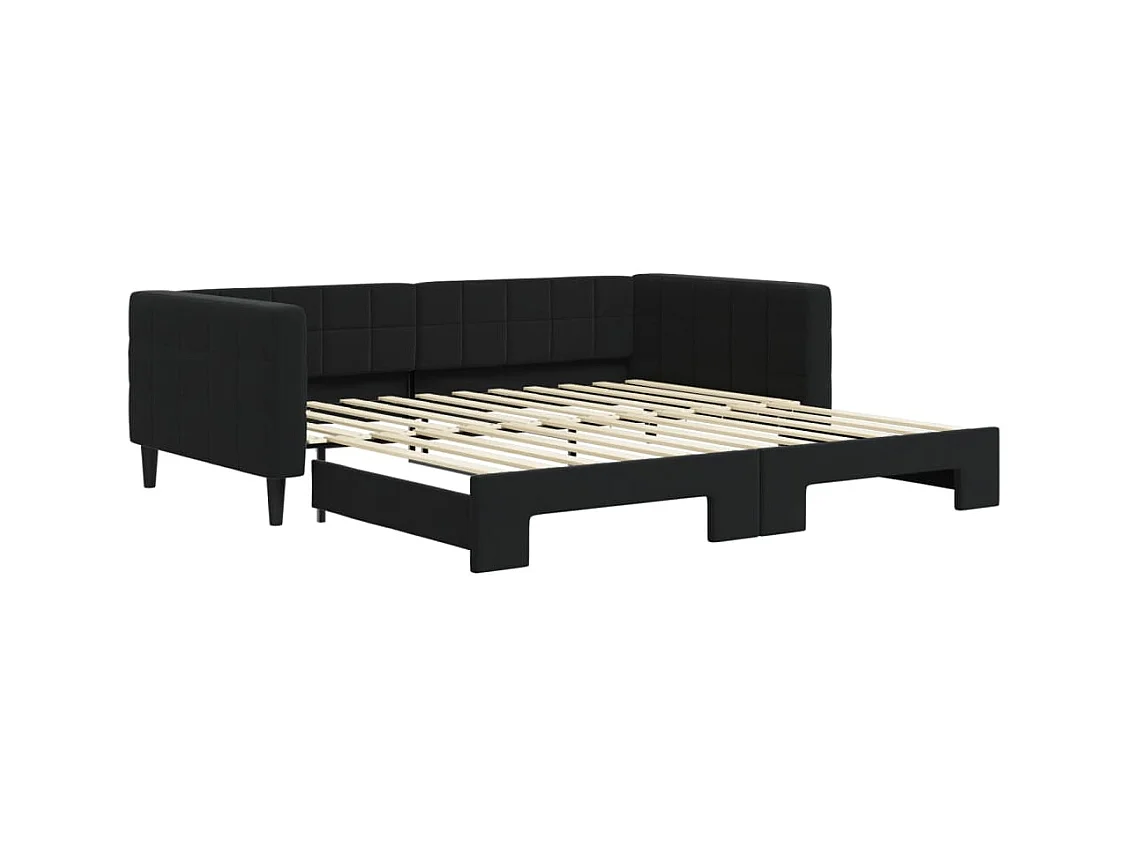 Tagesbett mit Ausziehbett ohne Matratze schwarz 100x200 cm