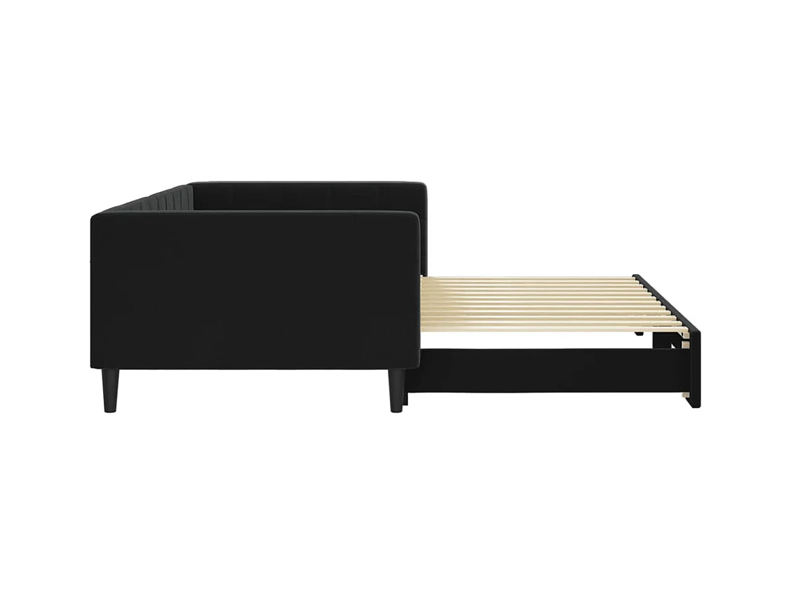 Tagesbett mit Ausziehbett ohne Matratze schwarz 100x200 cm