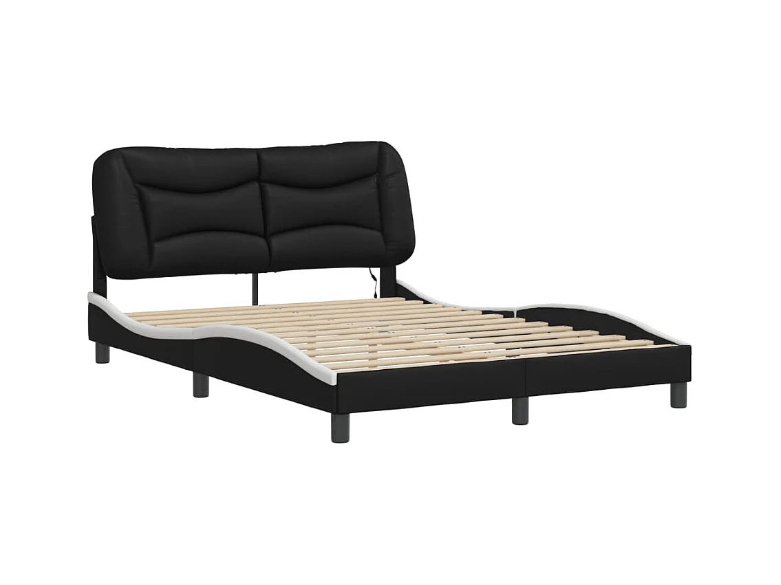 Struttura letto con LED senza materasso nero e bianco 140x200 cm