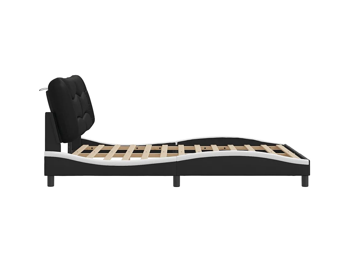 Struttura letto con LED senza materasso nero e bianco 140x200 cm