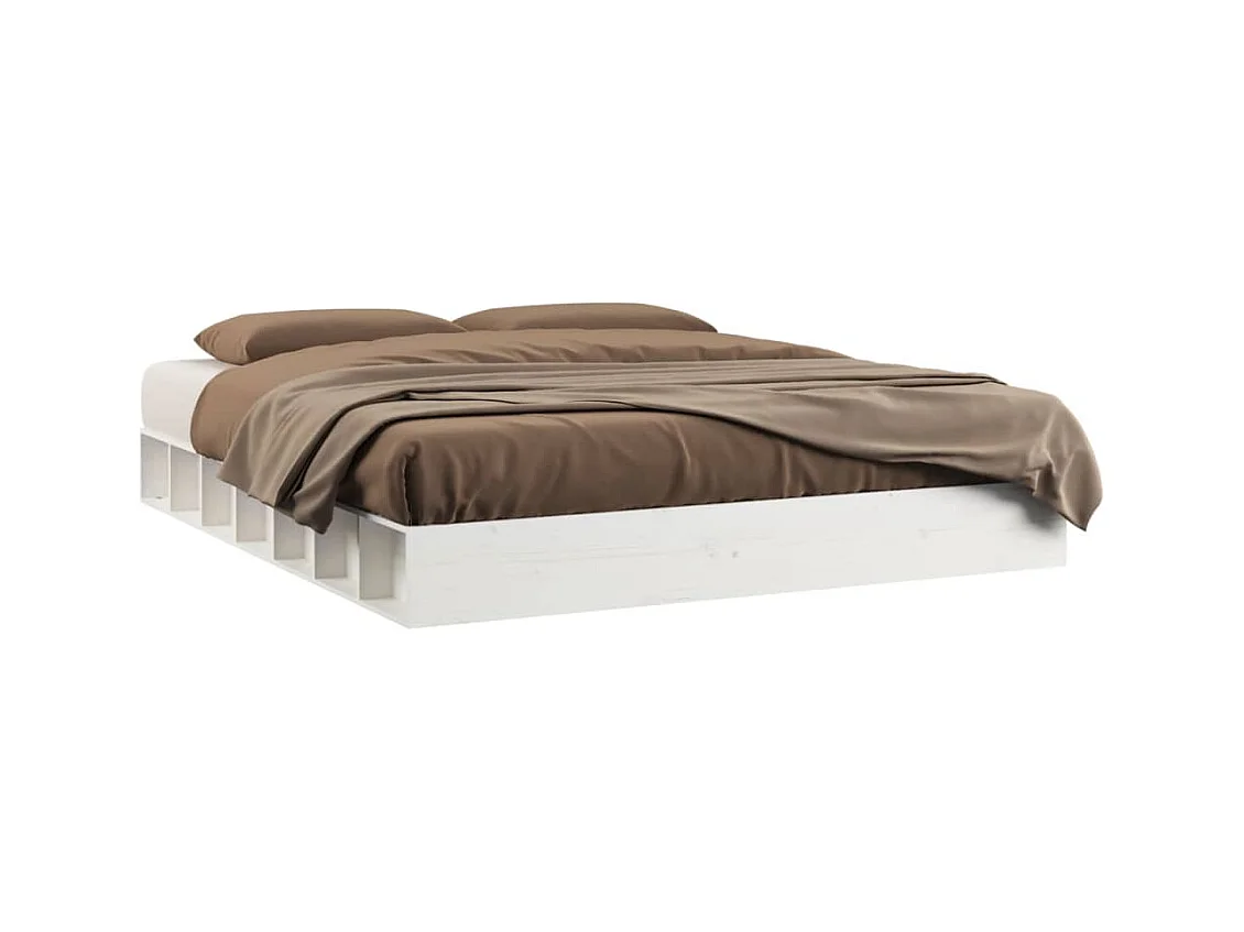 Bedframe zonder matras wit 200x200 cm massief hout
