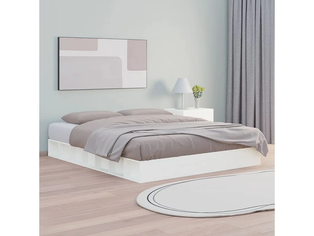 Estructura de cama sin colchón blanca 200x200 cm madera maciza