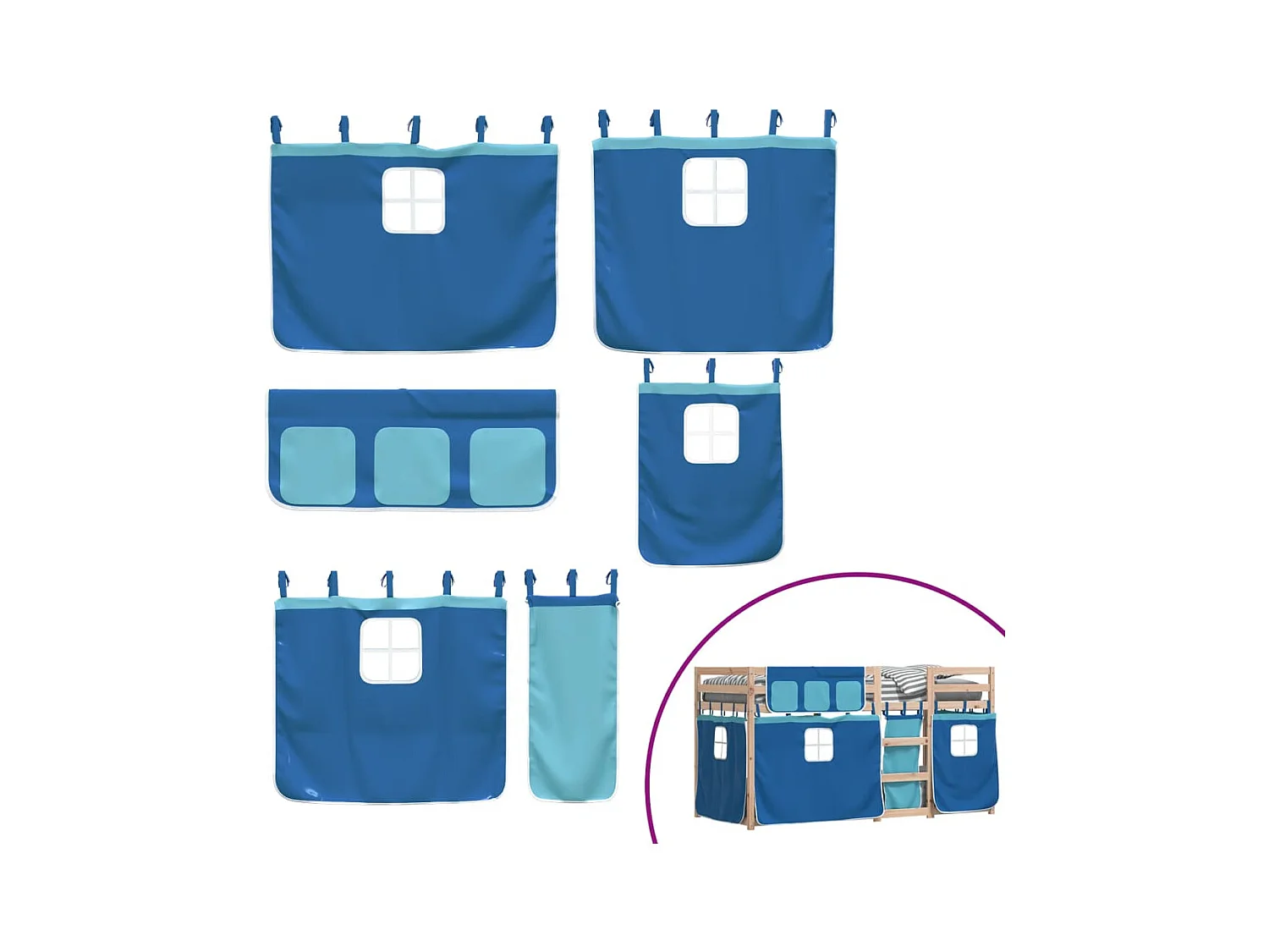 Stapelbed zonder matras blauw 75x190 cm massief grenenhout