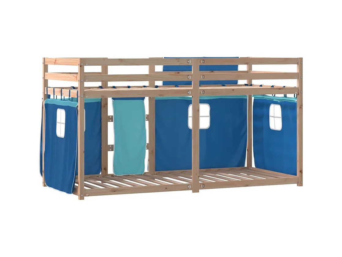 Stapelbed zonder matras blauw 75x190 cm massief grenenhout