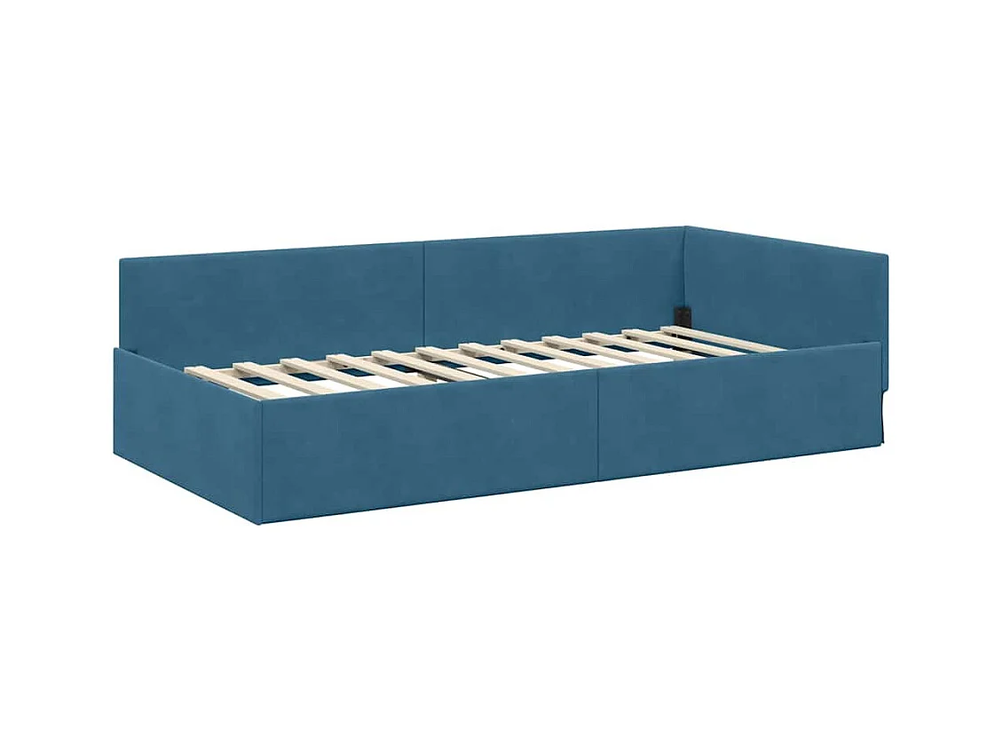 Ander hoekbedframe met hoofdeinde blauw 90 x 200 cm