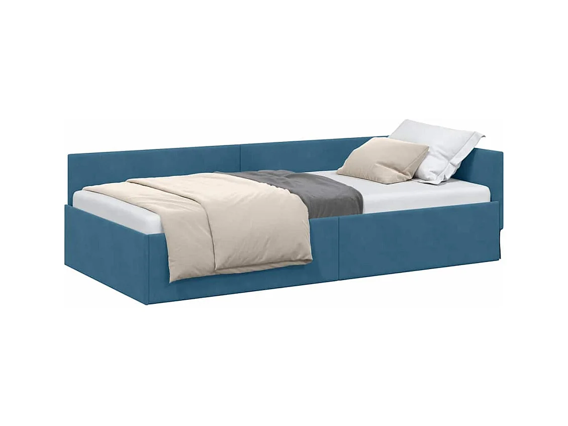 Ander hoekbedframe met hoofdeinde blauw 90 x 200 cm