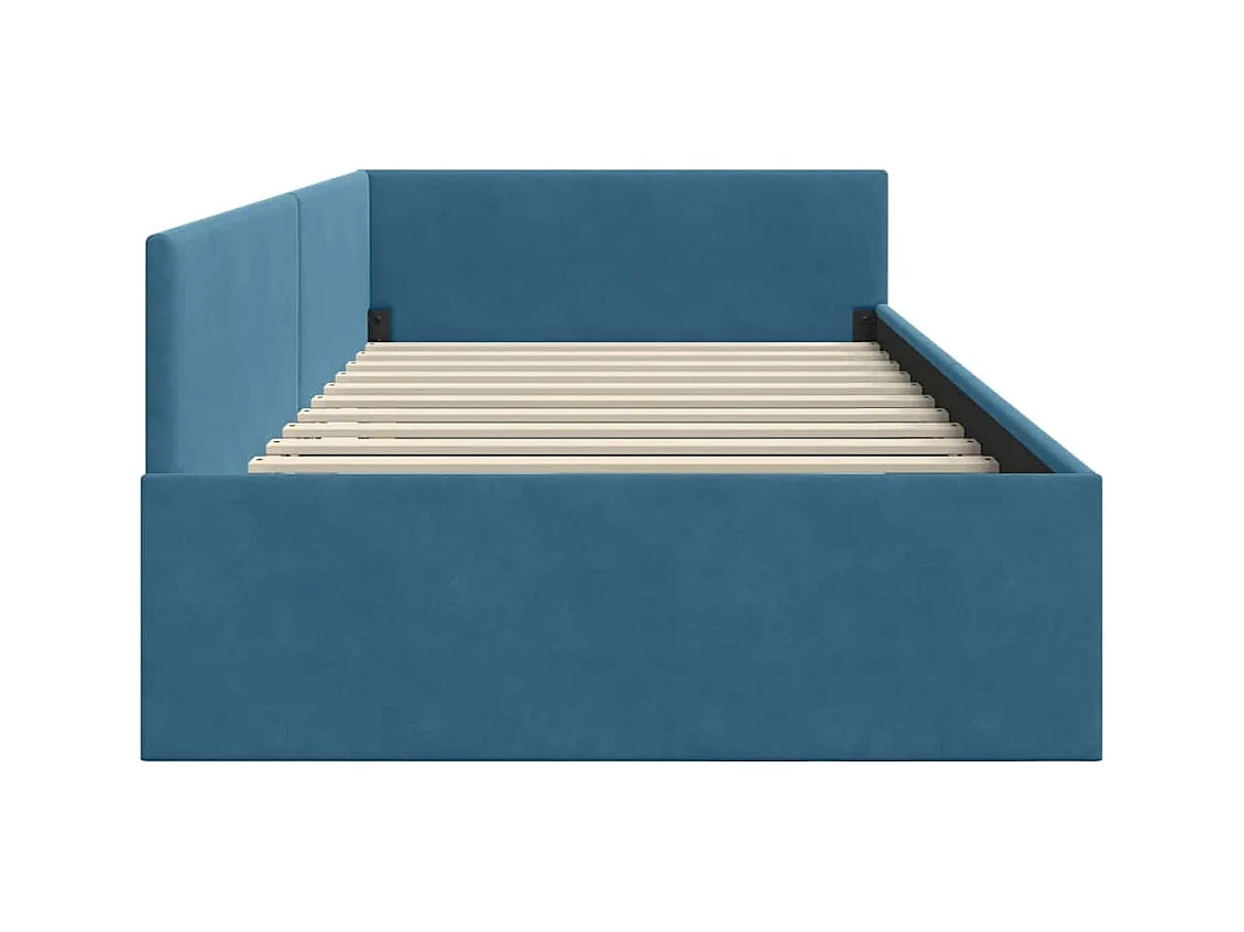 Ander hoekbedframe met hoofdeinde blauw 90 x 200 cm