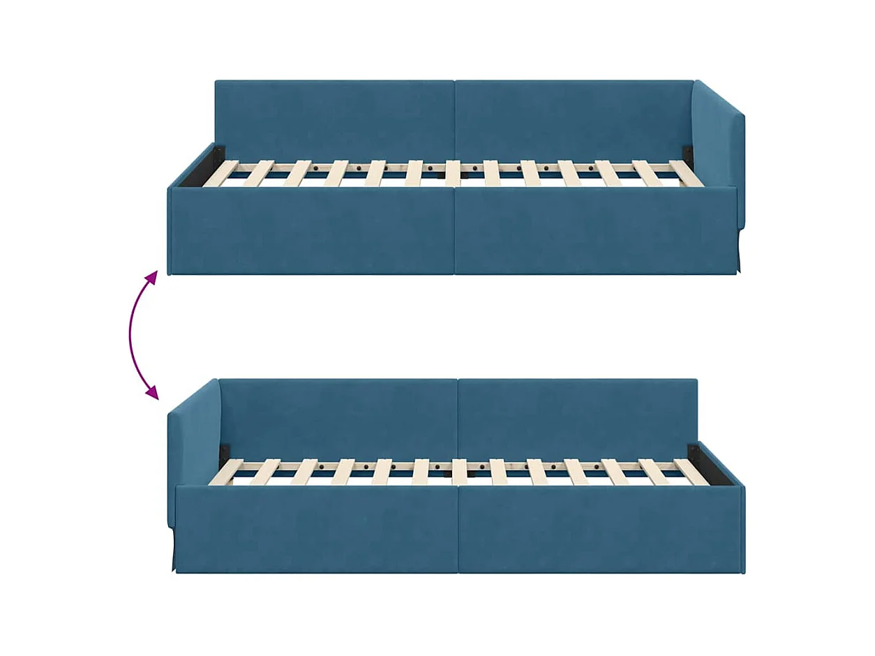 Ander hoekbedframe met hoofdeinde blauw 90 x 200 cm