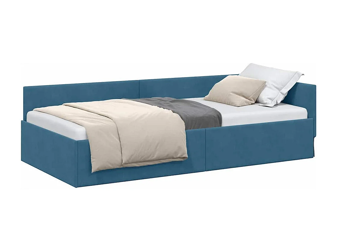 Altro Letto angolare con testiera blu 90 x 200 cm