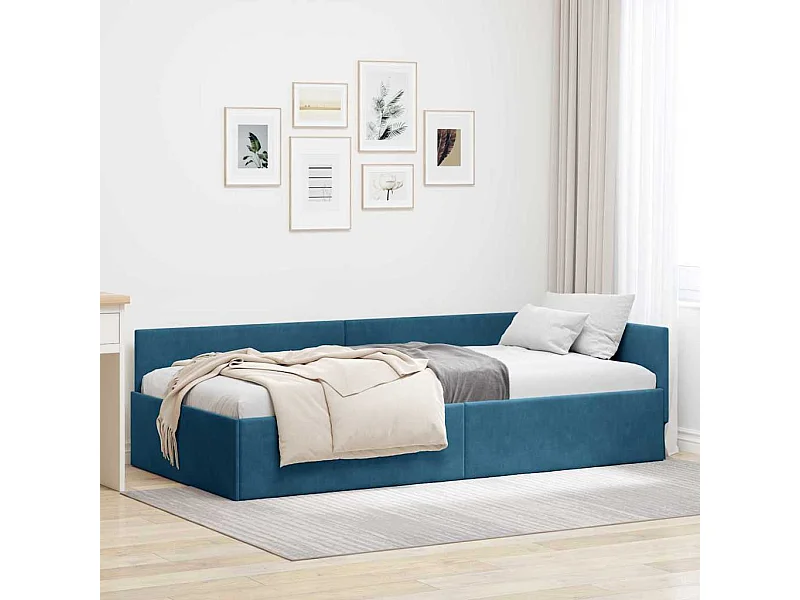 Altro Letto angolare con testiera blu 90 x 200 cm