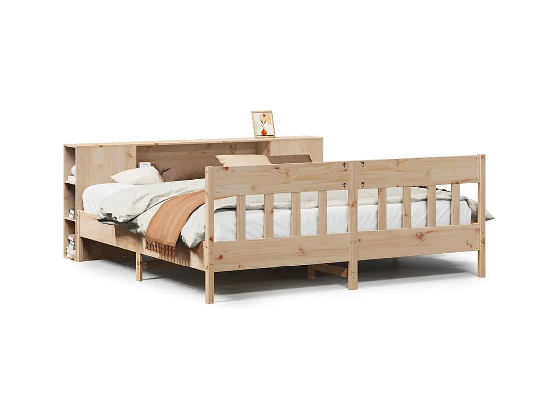 Letto a libreria senza materasso 180x200 cm in legno massello di pino