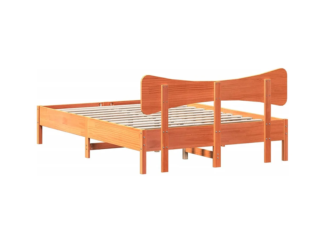 Estructura de cama sin colchón marrón cera 140x190cm madera maciza de pino