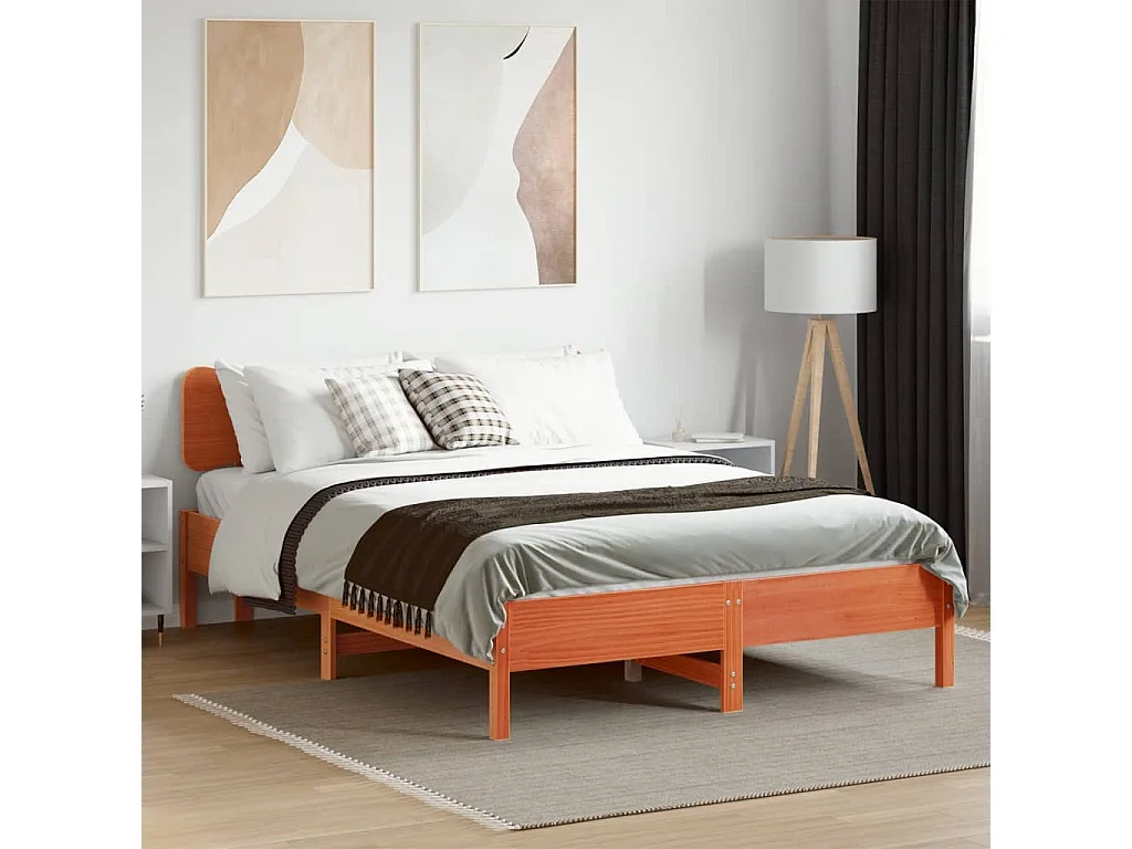 Struttura letto senza materasso cera marrone 140x190cm legno massello di pino