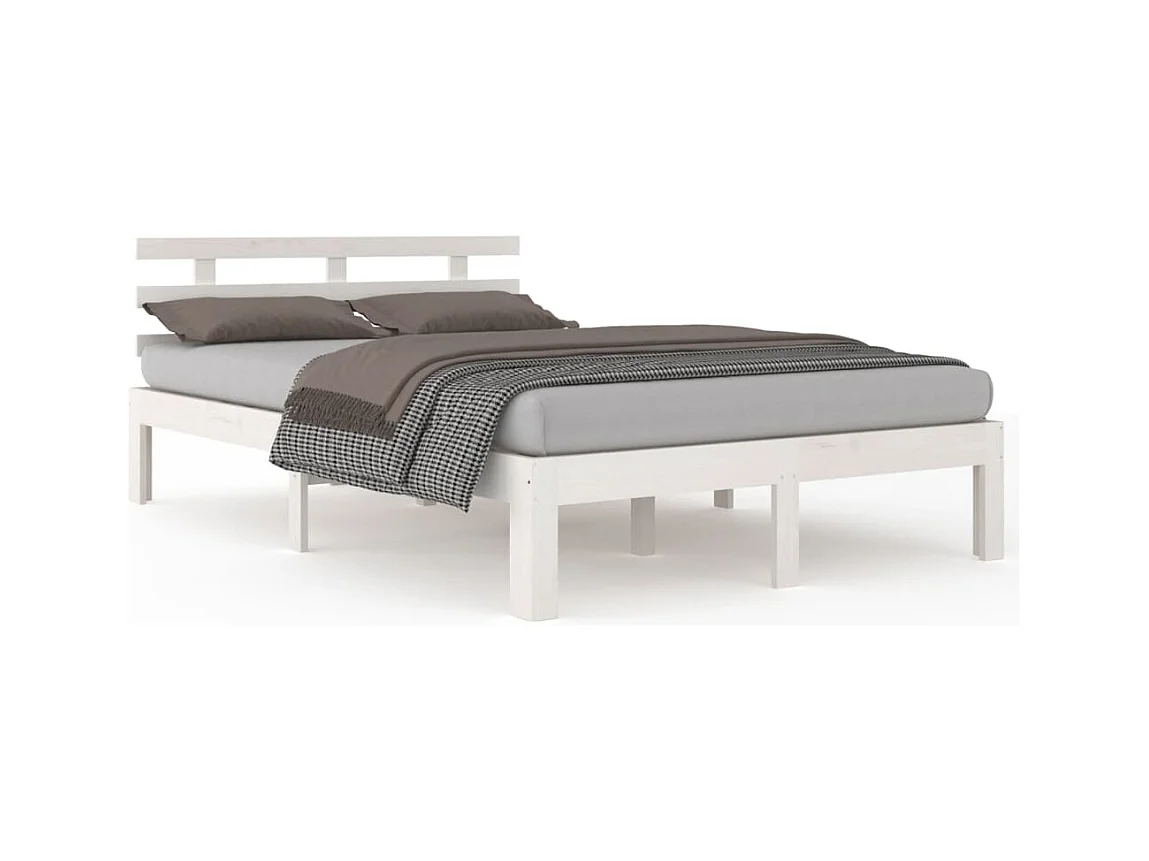 Cadre de lit sans matelas blanc bois massif 180x200 cm