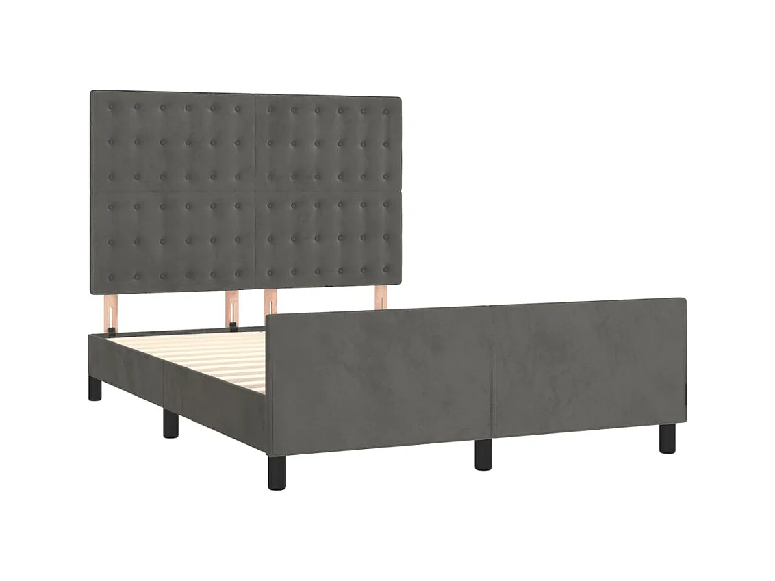 Struttura letto senza materasso grigio scuro 140x200 cm velluto