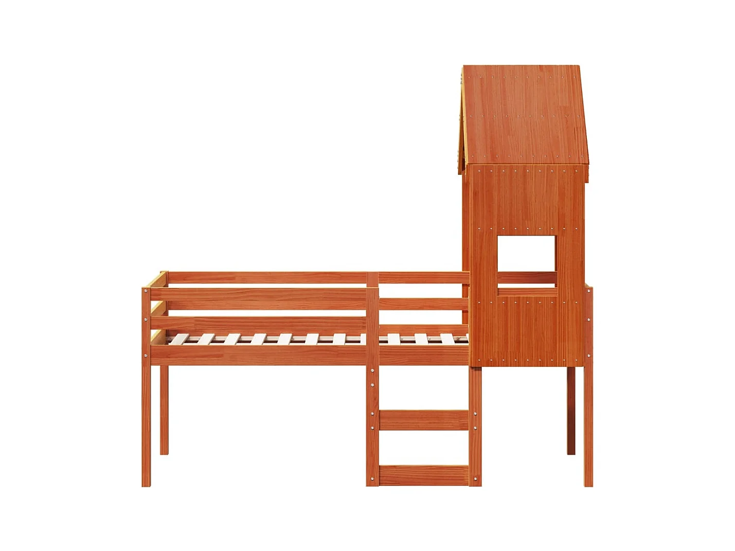 Bovenbed zonder matras bruin gewaxt 90x190 cm massief grenenhout