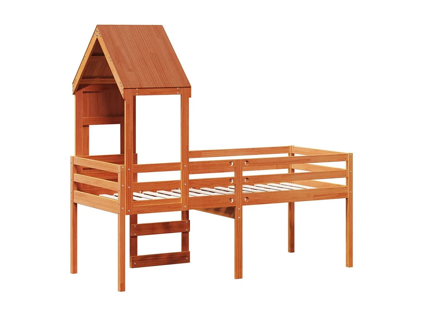 Lit haut sans matelas cire marron 90x190 cm bois de pin massif