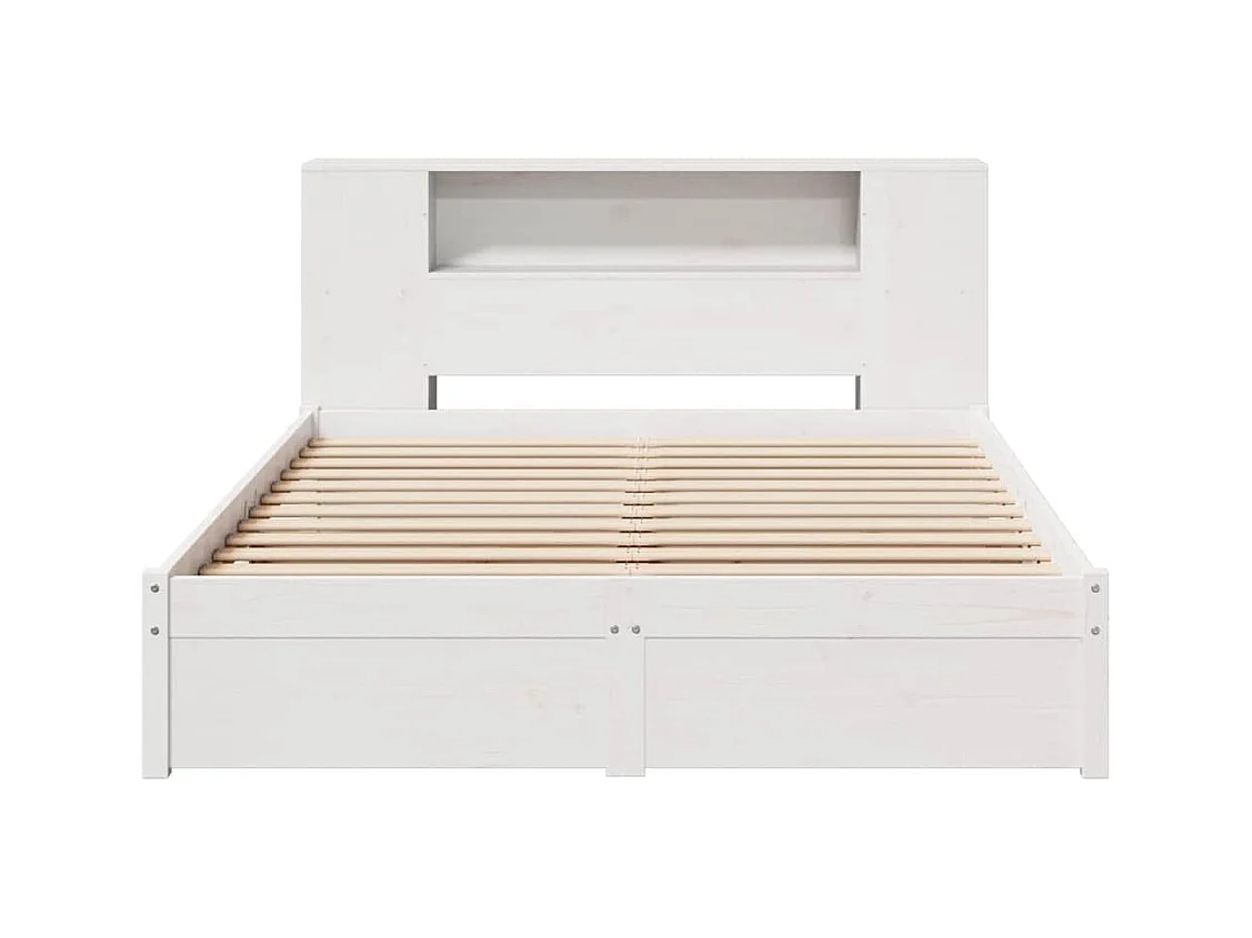 Cama librería blanca sin colchón 160x200 cm madera maciza de pino