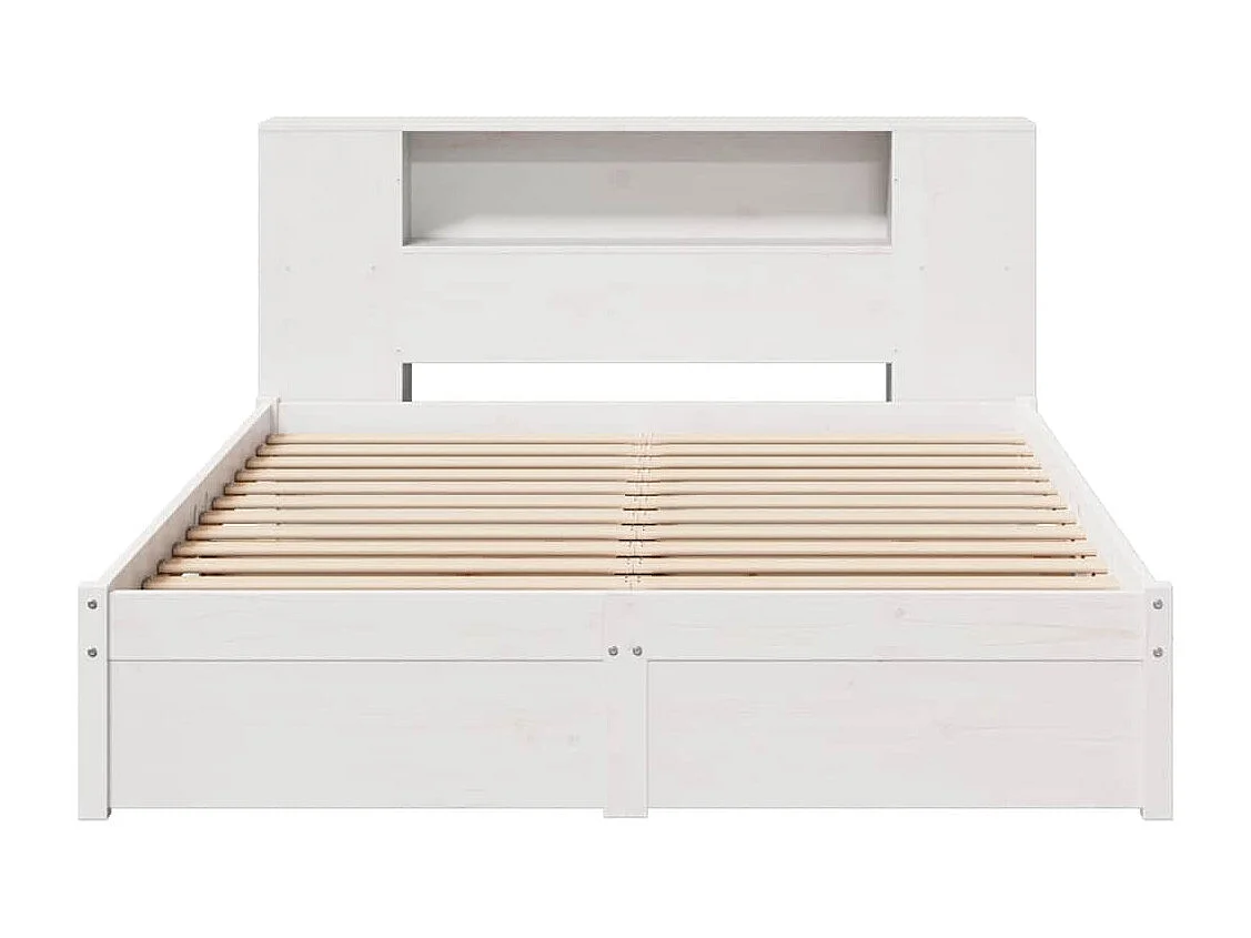 Letto libreria bianco senza materasso 160x200 cm in legno massello di pino