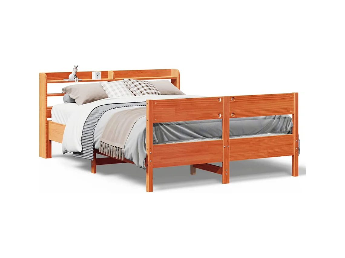 Bedframe zonder matras, bruine was, 160x200cm, massief grenenhout