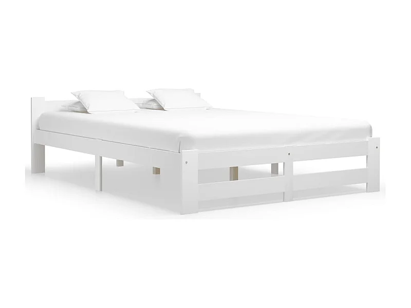 Cadre de lit sans matelas blanc bois de pin massif 140x200 cm