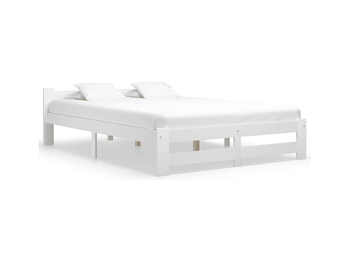 Cadre de lit sans matelas blanc bois de pin massif 140x200 cm