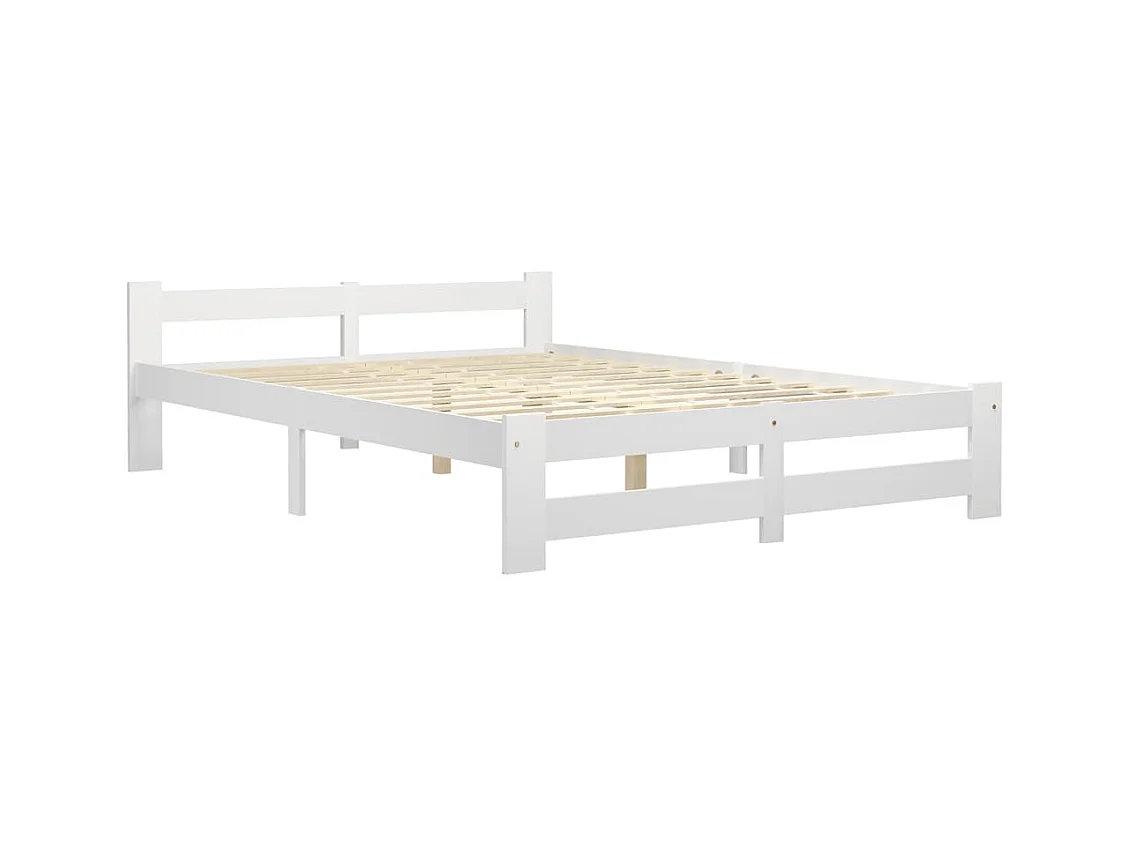 Cadre de lit sans matelas blanc bois de pin massif 140x200 cm