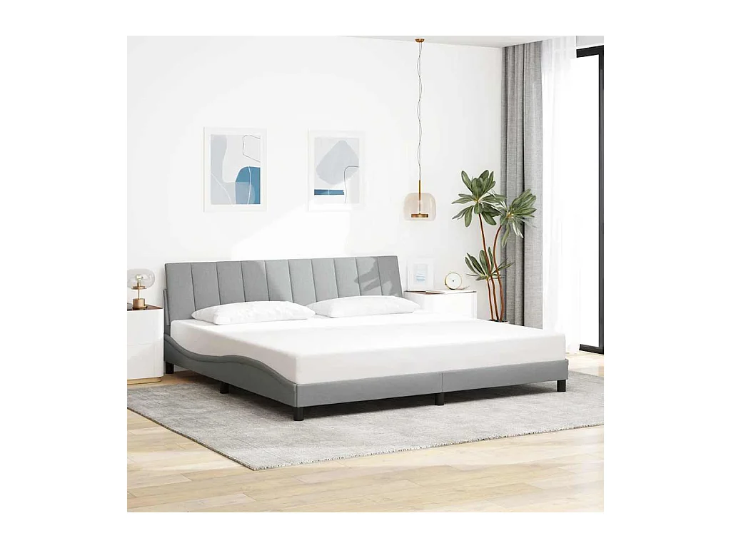 Bedframe zonder matras lichtgrijs 200x200 cm stof