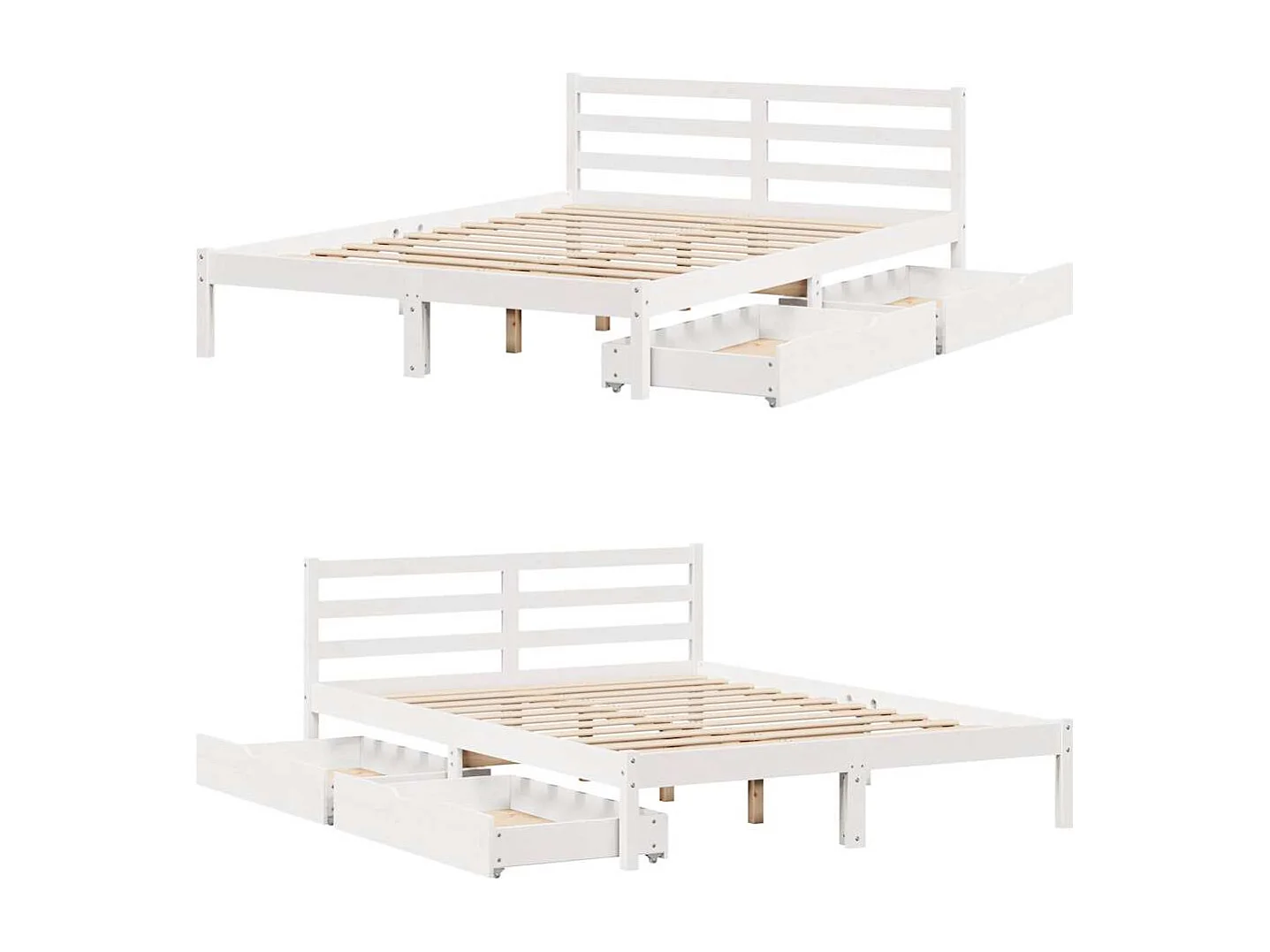 Bedframe zonder matras wit 135x190 cm massief grenenhout