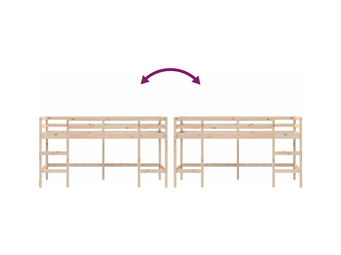 Lit mezzanine d'enfants sans matelas avec échelle 90x190 cm