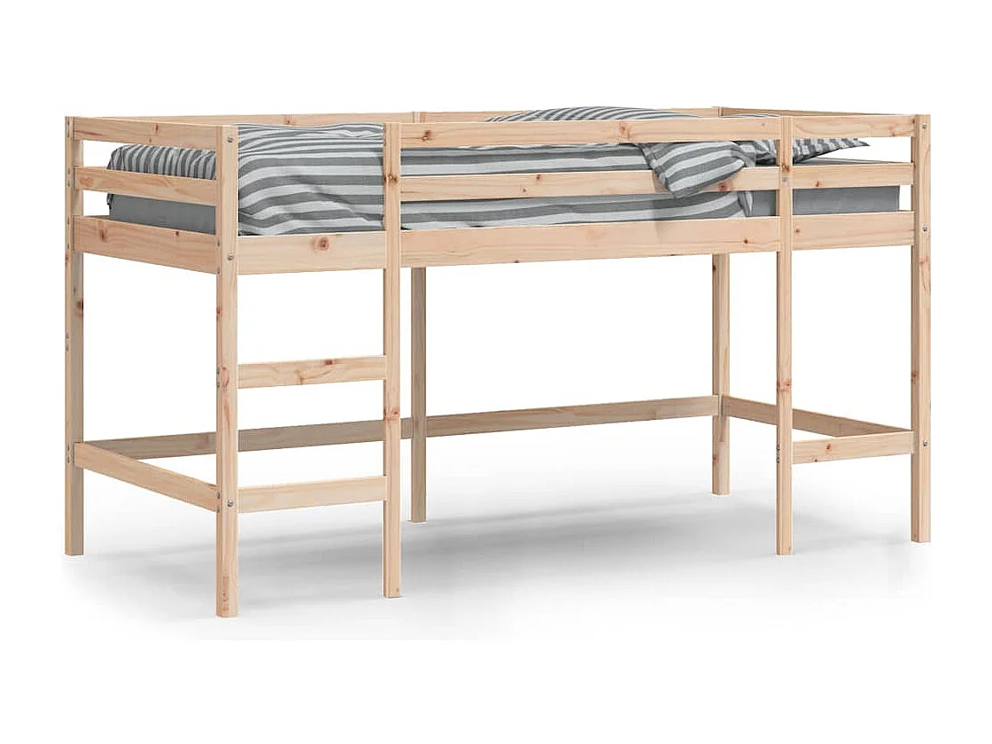 Cama alta infantil sin colchón con escalera 90x190 cm