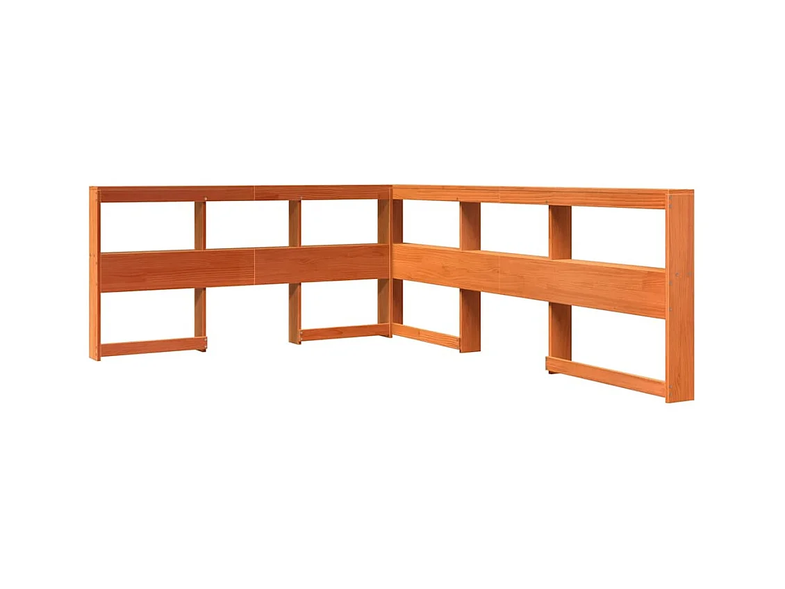 Cama librería sin colchón, color marrón cera, 140x200 cm, pino macizo