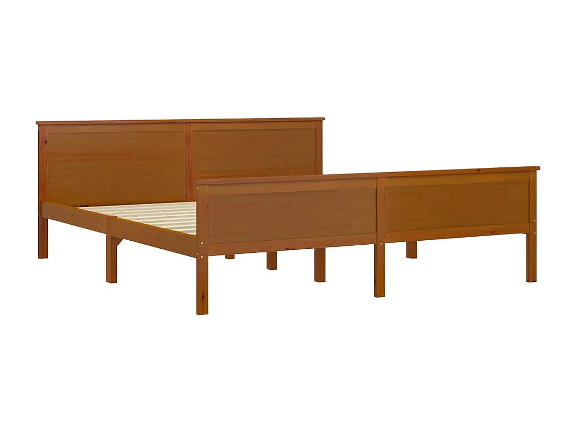 Cadre de lit sans matelas marron miel bois massif pin 180x200cm
