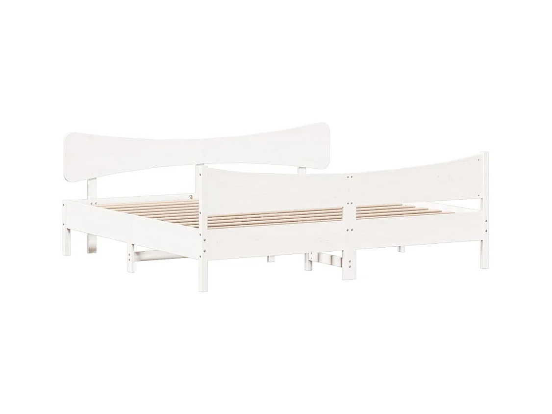 Estructura de cama sin colchón blanca 200x200 cm madera maciza de pino