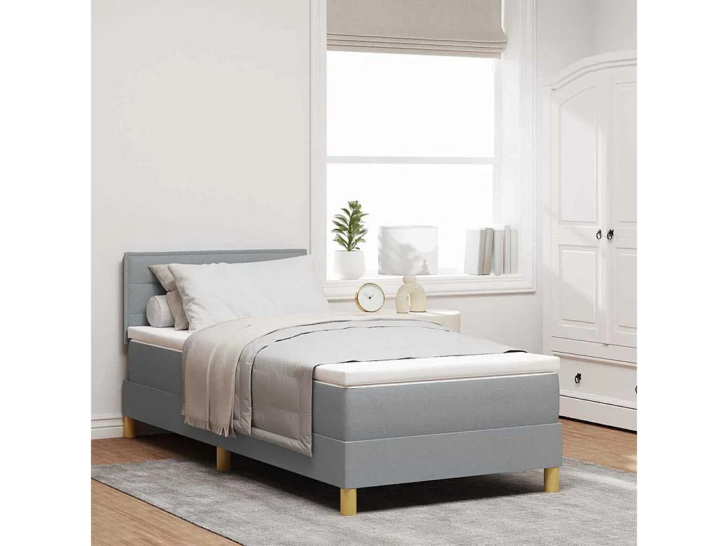Boxspringbed met matras Lichtgrijs 90 x 200 cm stof