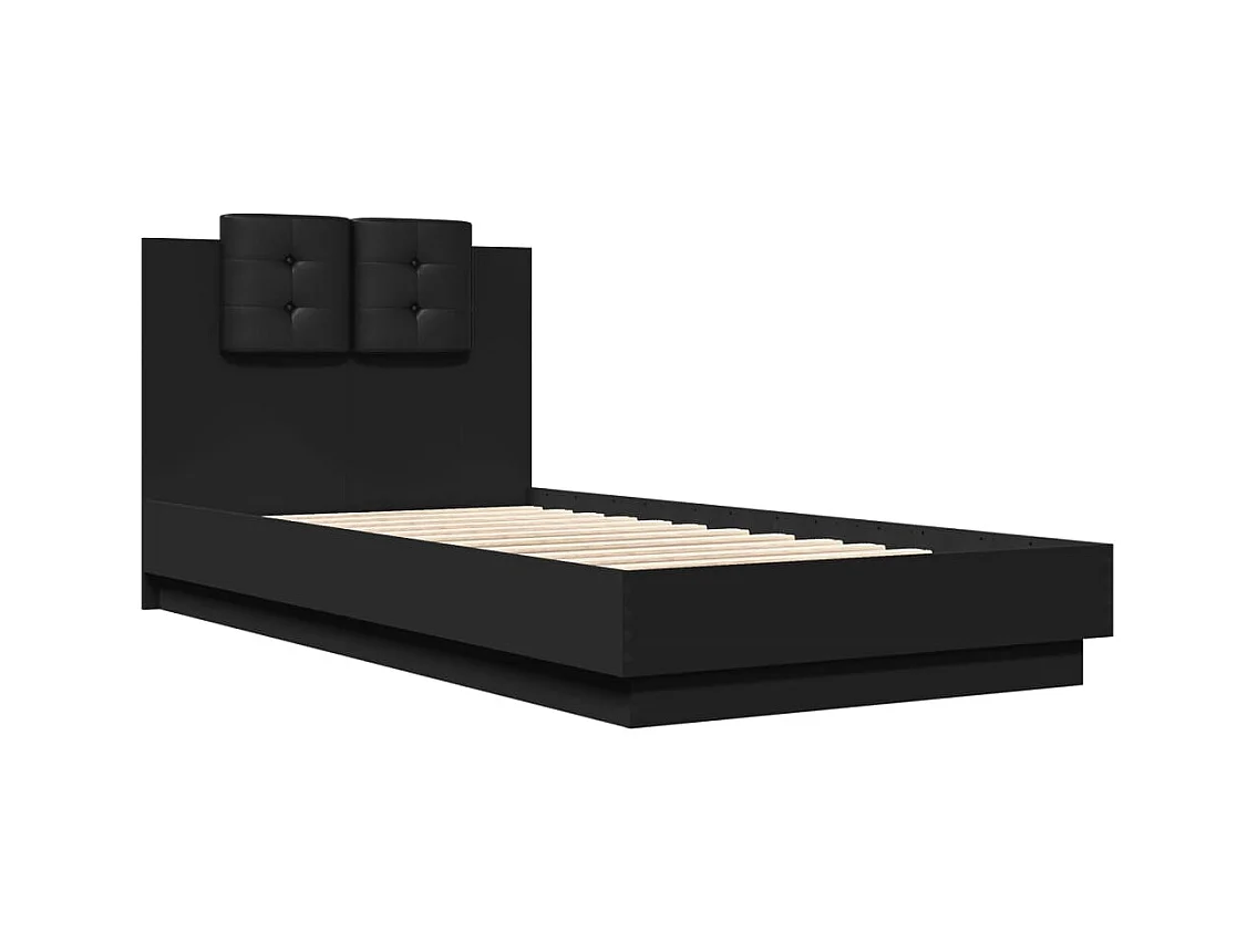 Struttura letto con LED senza materasso nero 75x190 cm