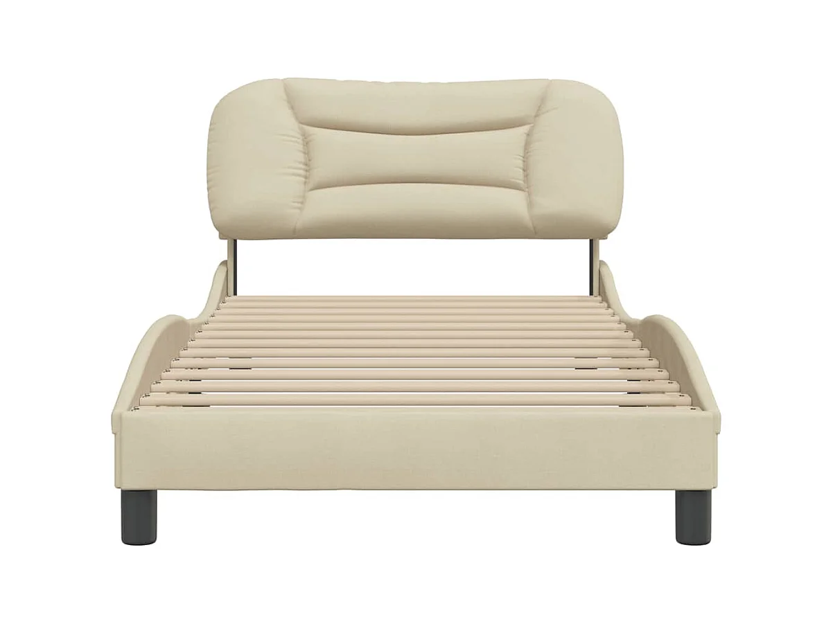 Estructura de cama sin colchón tela crema 100x200 cm