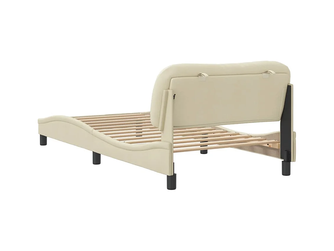 Estructura de cama sin colchón tela crema 100x200 cm