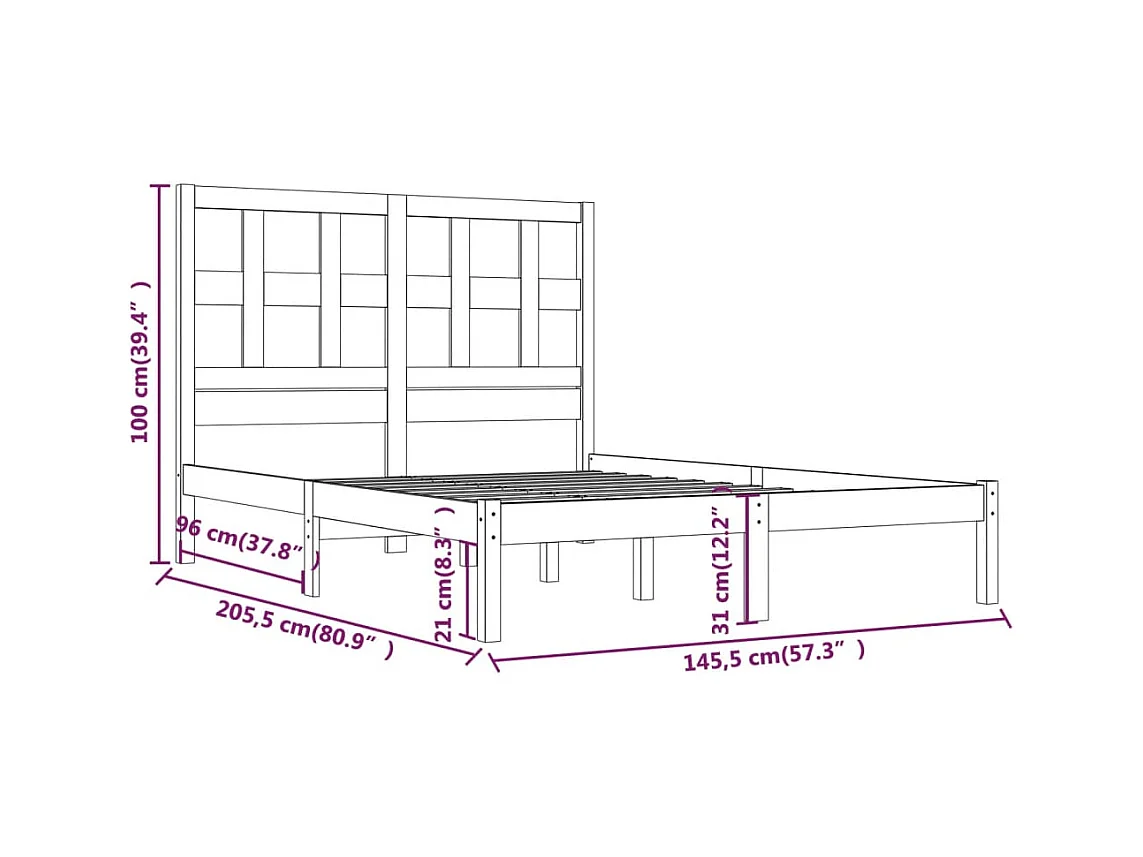 Bedframe zonder matras wit 140x200 cm massief grenenhout