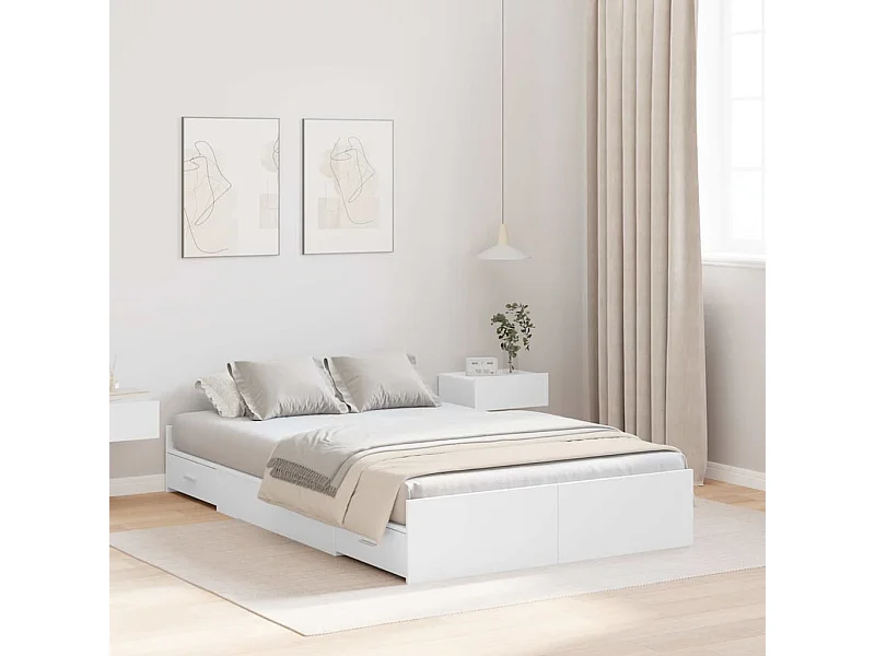 Estructura de cama con almacenaje y cabecero Blanco 120 x 190 cm