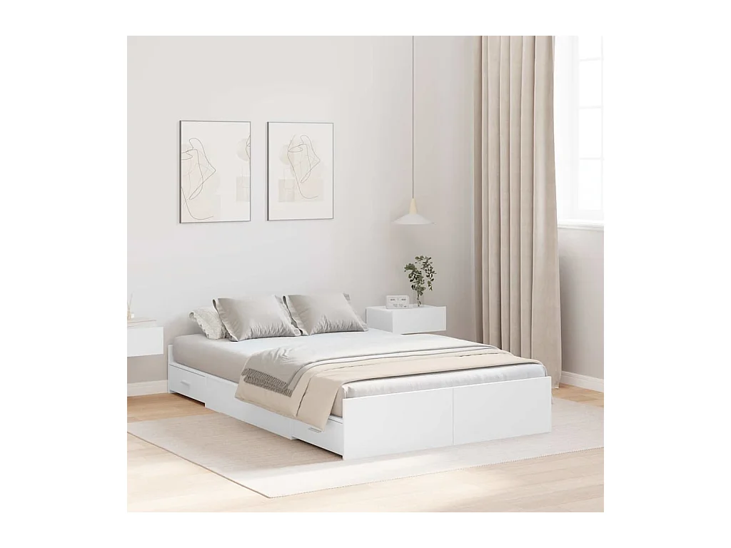 Estructura de cama con almacenaje y cabecero Blanco 120 x 190 cm
