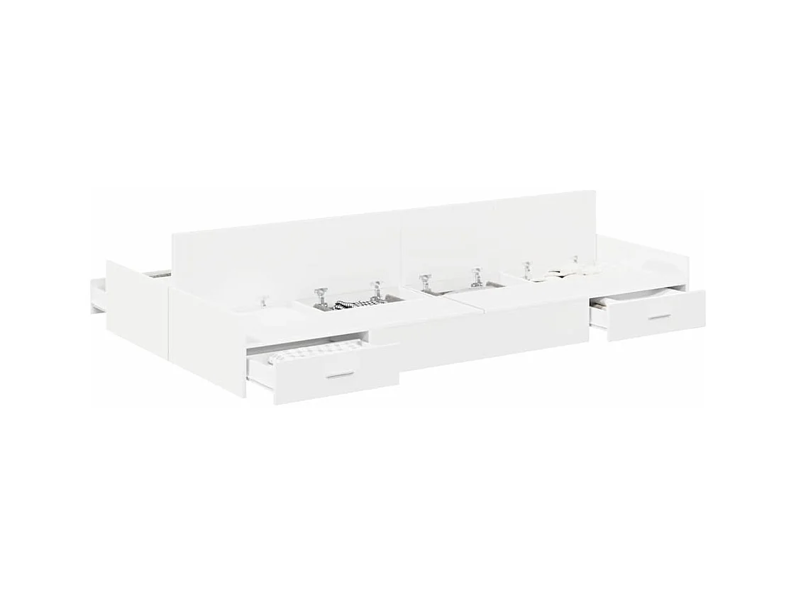 Estructura de cama con almacenaje y cabecero Blanco 120 x 190 cm