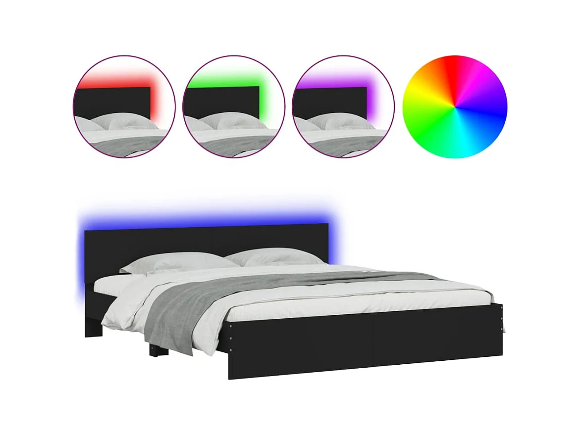 Bedframe met LED zonder matras zwart 180x200 cm