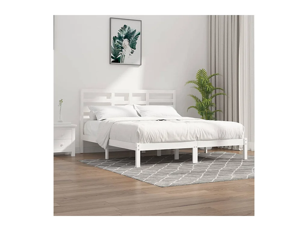 Cadre de lit sans matelas blanc bois massif 200x200 cm