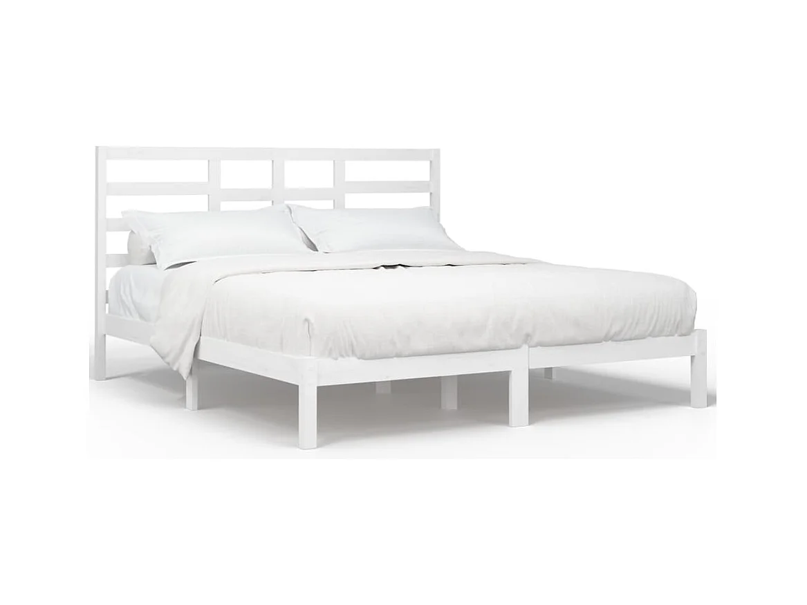 Cadre de lit sans matelas blanc bois massif 200x200 cm