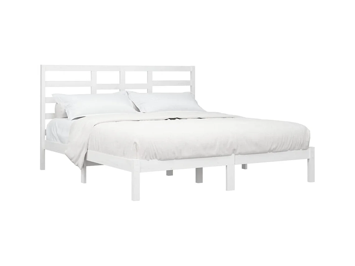 Cadre de lit sans matelas blanc bois massif 200x200 cm