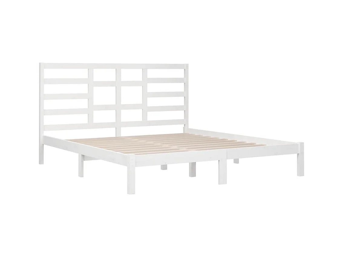 Cadre de lit sans matelas blanc bois massif 200x200 cm